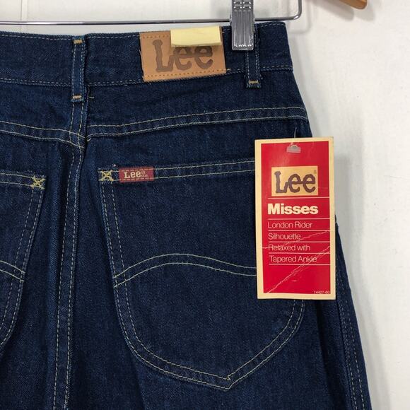 Lee VTG 80s Relaxed Tapered Ankle Pleated Jean Deadstock Size 10 Dark Blue - Picture 7 of 15